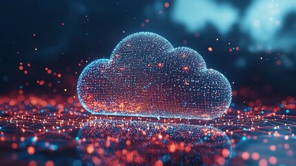 Poster - Abstract glowing cloud computing network.