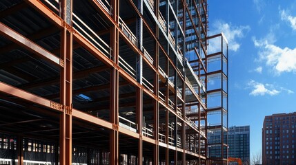 Poster - Steel Frame Structure Of A Modern Building Under Construction