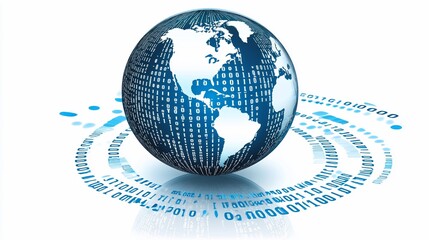 Poster - Global network connection, digital world, binary code.