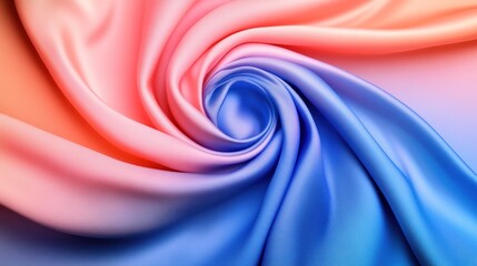 Poster - Swirling ombre silk fabric displays a gradient of pink and blue