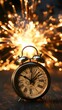 © Ben Kuang - Vintage alarm clock against a vibrant sparkler background, evoking a nostalgic mood.