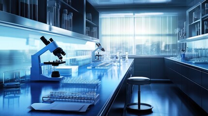 Poster - Modern Laboratory Interior with Scientific Equipment and Tools