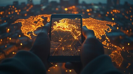 Poster - Global network connection on digital tablet.