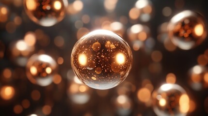 Poster - Golden Sphere Amidst a Field Of Blurred Lights
