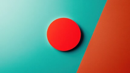 Poster - Red Circle On Teal And Orange Background