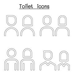 Poster - Toilet, Restroom, WC icon set in thin line style