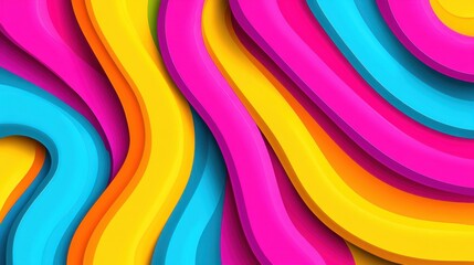 Poster - Vibrant abstract pattern of wavy, colorful lines creating a dynamic and playful visual effect