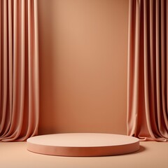 Poster - Empty Stage with Brown Curtains