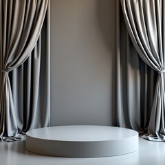 Poster - Empty Stage with Gray Curtains background
