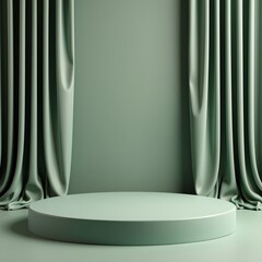 Aufkleber - Empty stage with green curtains in a studio
