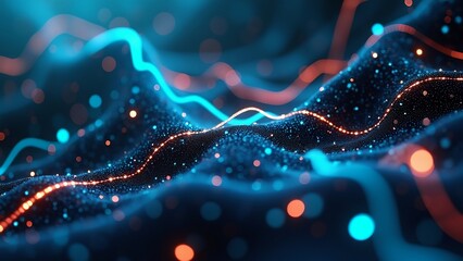 Poster - Abstract Blue and Orange Light Waves background