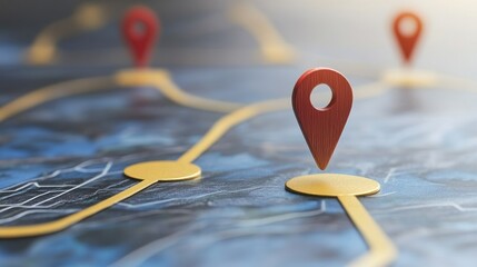 Poster - Map with location markers and route paths