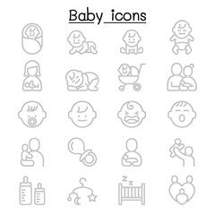 Wall Mural - Baby, Infant icon set in thin line style