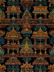 Wall Mural - Thai traditional line art design for modern interpretations.