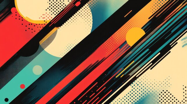 Retro comic-style background with halftone dots, vibrant colors, and dynamic action lines for an eye-catching design