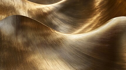 Poster - Elegant and Flowing Waves of Textured Gold Metal Surface Showcasing Smooth Curves and Reflective Quality in Abstract Design for Artistic Inspiration