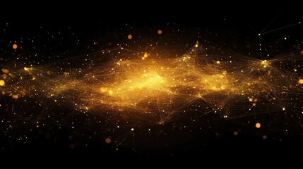 Poster - Abstract golden cosmic background with radiant particles, glowing lines, and intricate patterns creating a luminous and ethereal space scene ideal for design and artistic projects.