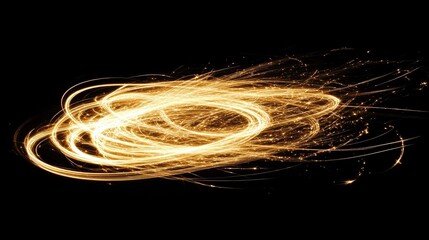 Poster - Dynamic Swirls of Bright Golden Sparks in Motion Against a Dark Background Highlighting Energy and Creativity in Abstract Light Trails