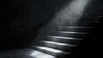 Poster - Dimly lit staircase with a beam of light