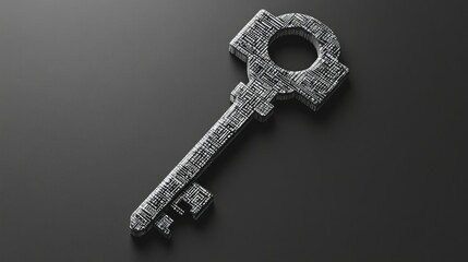 Aufkleber - A grey background with a key designed from digital code, representing encrypted access or digital transformation, perfect for technology or security themes.