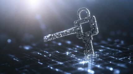 Aufkleber - A grey background with a key designed from digital code, representing encrypted access or digital transformation, perfect for technology or security themes.