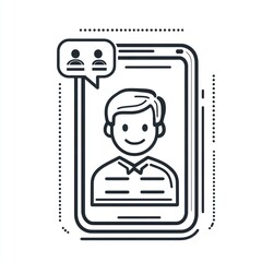 Poster - Smartphone displaying a smiling male profile with a chat bubble indicating communication.