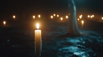 Poster - Candlelit scene with a mysterious figure in the background