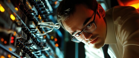 Poster - IT technician working with server equipment in a data center