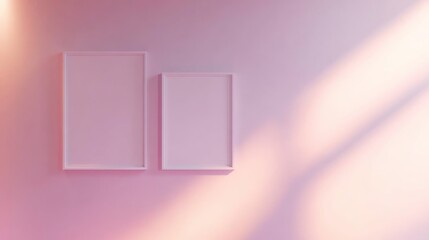 Poster - Minimalist wall with empty frames and soft lighting
