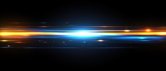 Fototapete - Abstract light streaks in blue and orange hues