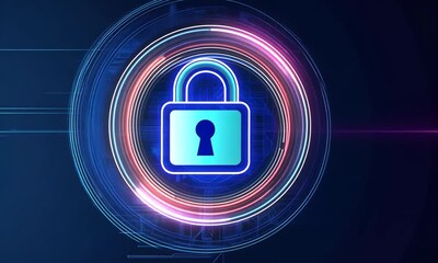 Poster - Digital lock symbol representing cybersecurity and protection 