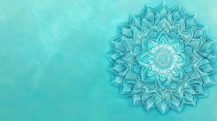 Poster - Vibrant turquoise mandala design with space for copy, set against a soft turquoise backdrop, ideal for esoteric or wellness-themed content