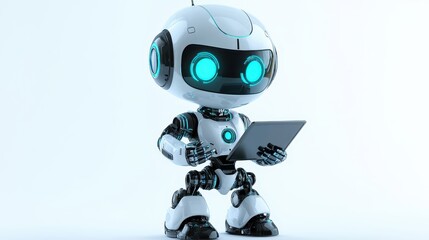 Poster - A robot is holding a tablet in its hand