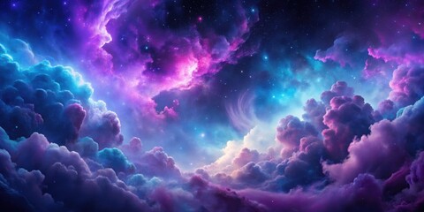 Wall Mural - abstract purple blue cosmic clouds on dark background, cosmic, clouds, abstract, purple, blue, dark,