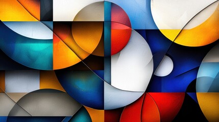 Poster - A colorful abstract painting with a blue circle in the middle