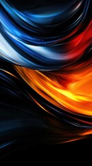 Poster - A colorful abstract painting with blue, red, and yellow swirls