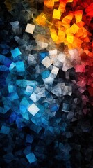 Poster - A colorful abstract painting with blue, yellow and red colors