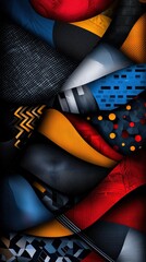 Poster - A colorful collage of various patterns and textures, including squares, circles