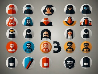 Poster - User vector icon set in a simple design for graphic use.