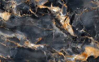 Poster - A sleek, dark marble surface featuring swirling patterns of black and gold, evoking elegance and luxury in interior design.