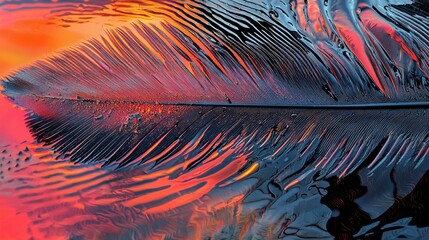 Poster - Vibrant Rainbow Feather in Water Reflection