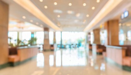 Poster - Bright Modern Office Lobby Interior. Spacious, Minimalist Reception Area with Natural Light, Blurred for Corporate Presentation, Hospitality Design, or Real Estate Showcase Concept