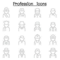 Poster - Profession &  Career icon set in thin line style