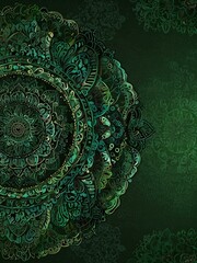 Sticker - Vibrant green mandala design for meditation.