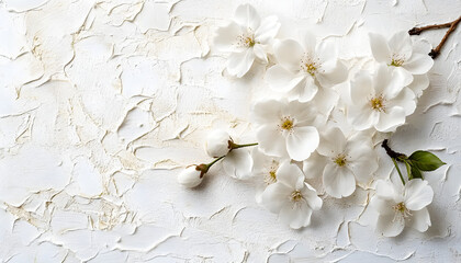 White Blossoms on a Textured White Background