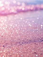 Canvas Print - Glittering Pastel Pink and Purple Sand at the Beach During Sunset. Generative AI