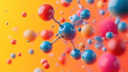 Wall Mural - vibrant molecular structure: a 3d render of colorful atoms
