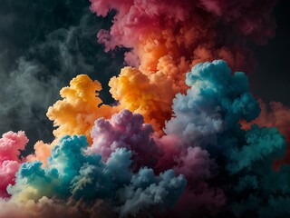 Wall Mural - Vibrant smoke clouds creating a colorful effect.