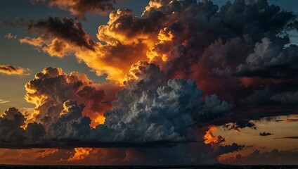 Wall Mural - Vibrant sunset with dramatic clouds.