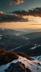 Wall Mural - View from the top of the mountains, showcasing breathtaking scenery.